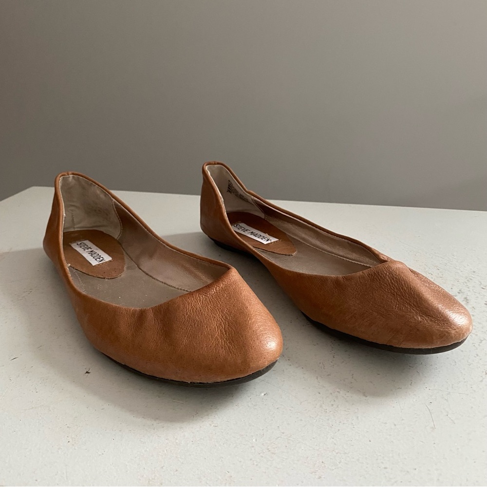 Steve Madden Heaven Brown Leather Ballet Flats - Size 8